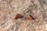 Walnut Finish Triangle Stud Earrings