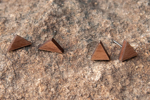 Walnut Finish Triangle Stud Earrings