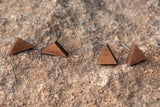 Walnut Finish Triangle Stud Earrings