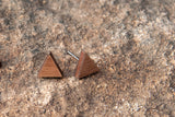 Walnut Finish Triangle Stud Earrings