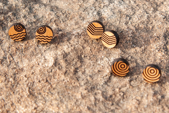 Geometric Designed Round Stud Earrings