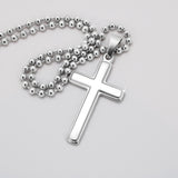 Beautiful White Gold Finish Cross Necklace (Military Chain)
