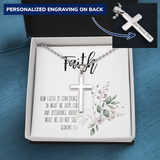 Beautiful White Gold Finish Cross Necklace (Military Chain)